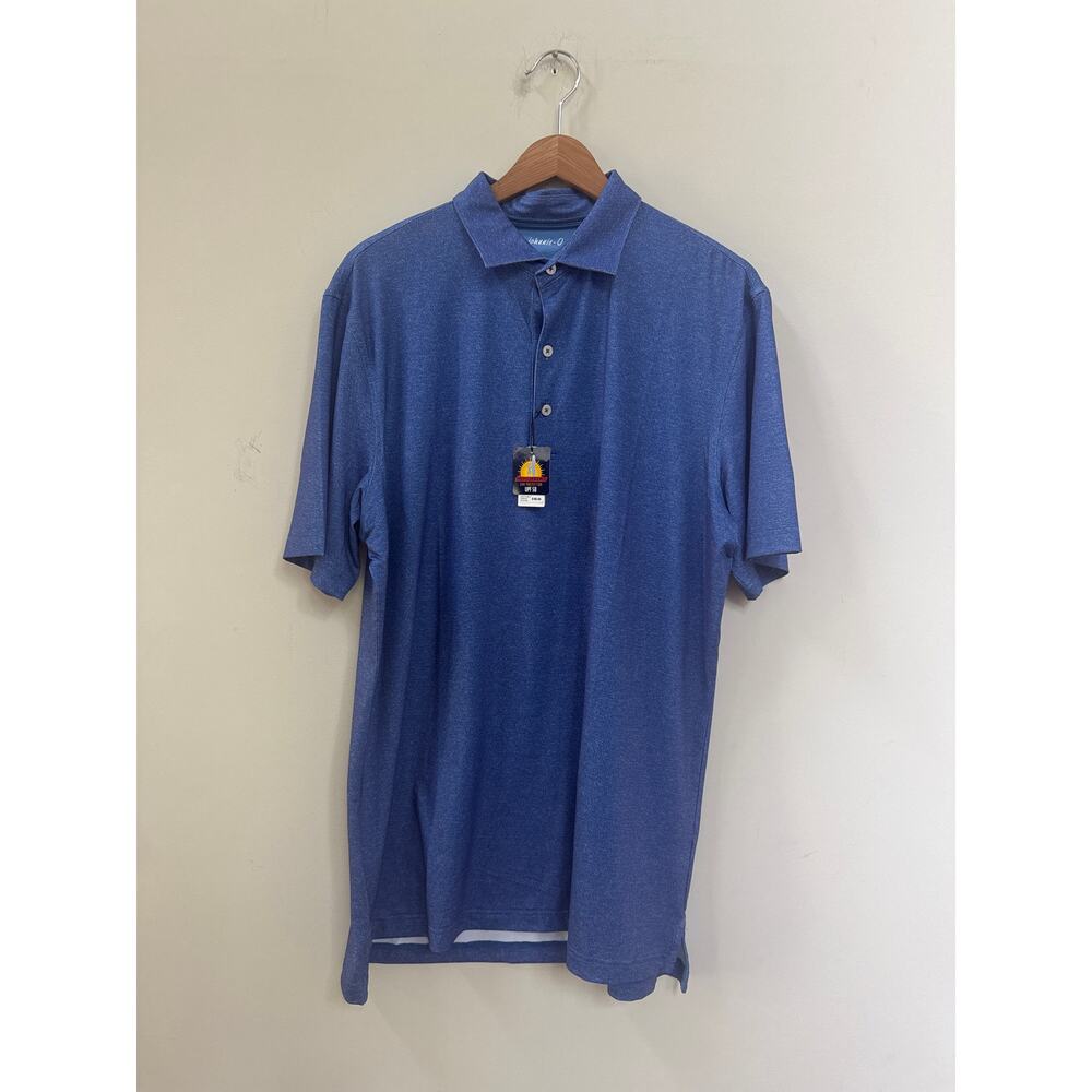Johnnie O UPF 50 Prep-Formance Sun Protection Polo Golf Shirt Blue Coral Large